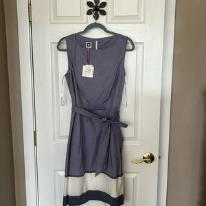 Anne Klein Gray and Cream Midi Dress
